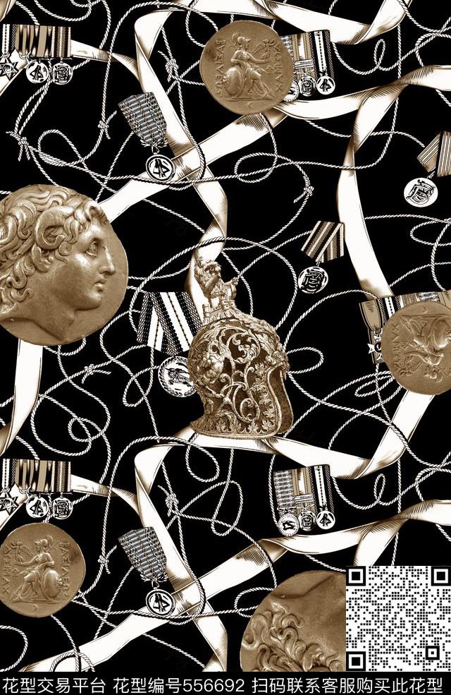复古男装图案金币男装衬衫图案数码印花华亿平台下载（图片编号: 556692） - 瓦栏（Walan）