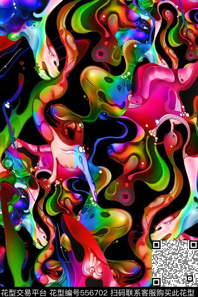 抽像大气炫彩动感抽象数码印花华亿平台下载（图片编号: 556702） - 瓦栏（Walan）