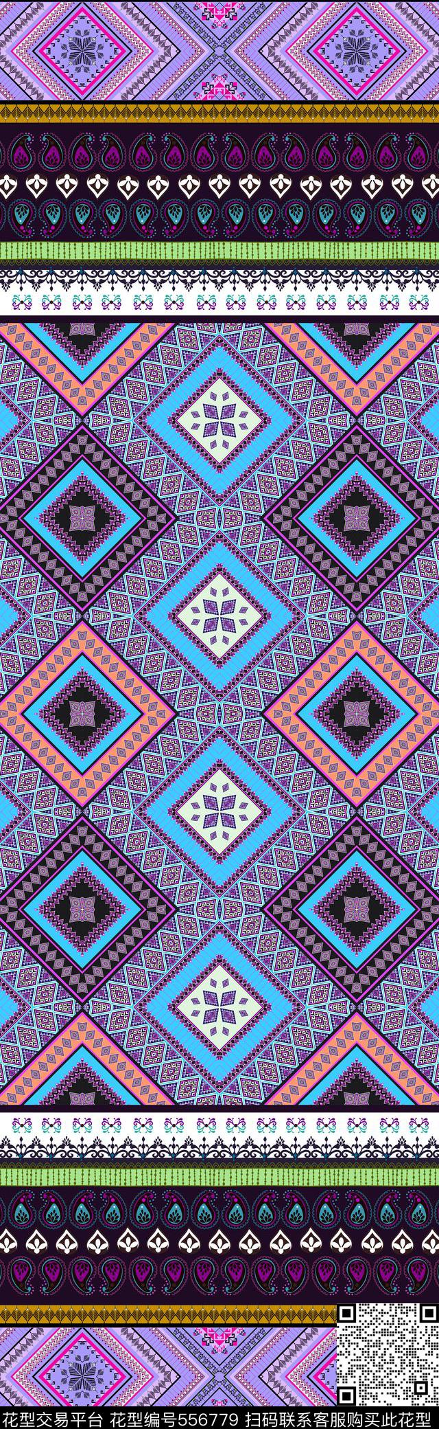 波西米亚风部落花纹民族风传统印花华亿平台下载（图片编号: 556779） - 瓦栏（Walan）