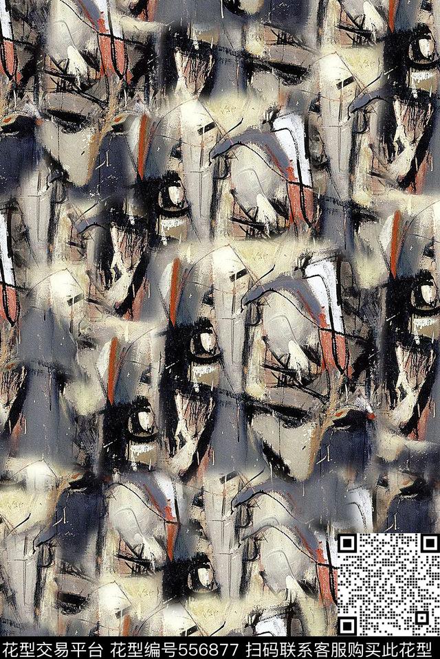 几何肌理写意风格原创手绘数码印花华亿平台下载（图片编号: 556877） - 瓦栏（Walan）