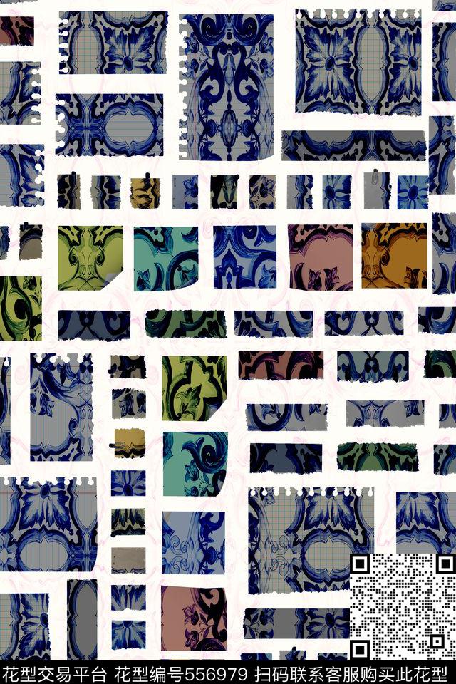 几何纸片纹理数码印花华亿平台下载（图片编号: 556979） - 瓦栏（Walan）