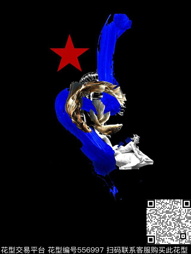 抽象笔刷抽象几何定位花数码印花华亿平台下载（图片编号: 556997） - 瓦栏（Walan）