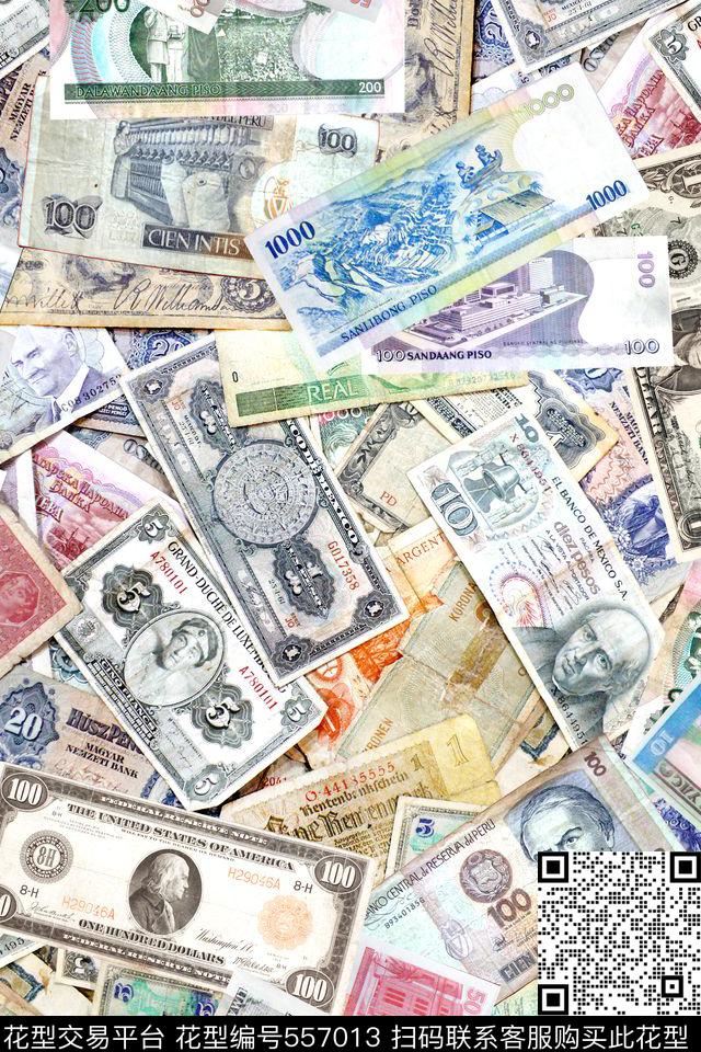 时尚钞票外国纸币数码印花华亿平台下载（图片编号: 557013） - 瓦栏（Walan）