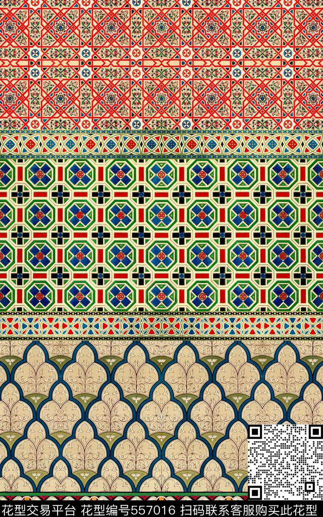 民族风花纹卷草数码印花华亿平台下载（图片编号: 557016） - 瓦栏（Walan）