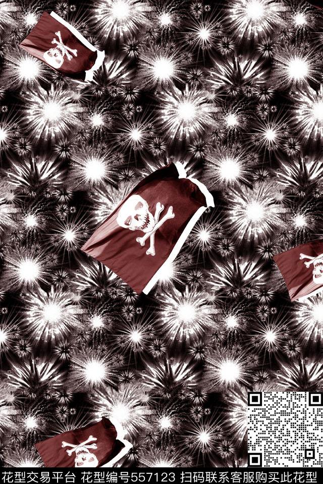 抽象男装图案星光纹理海盗旗数码印花华亿平台下载（图片编号: 557123） - 瓦栏（Walan）