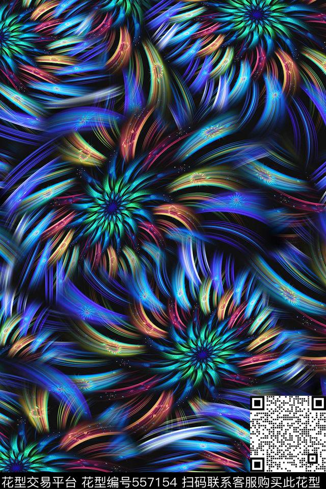 抽象羽毛分形炫光图案时尚科技数码印花华亿平台下载（图片编号: 557154） - 瓦栏（Walan）