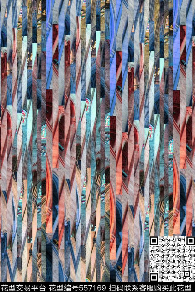 抽象抽象景观照片欧式教堂条纹效果女士夏季休闲装女士衬衫女士长裙数码印花华亿平台下载（图片编号: 557169） - 瓦栏（Walan）