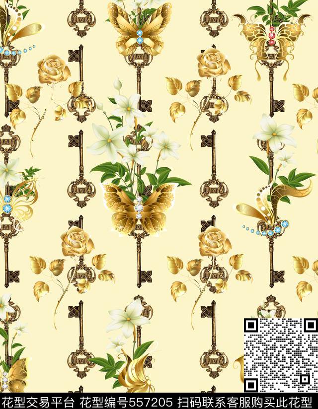 个性休闲竖条土豪金花卉数码印花华亿平台下载（图片编号: 557205） - 瓦栏（Walan）