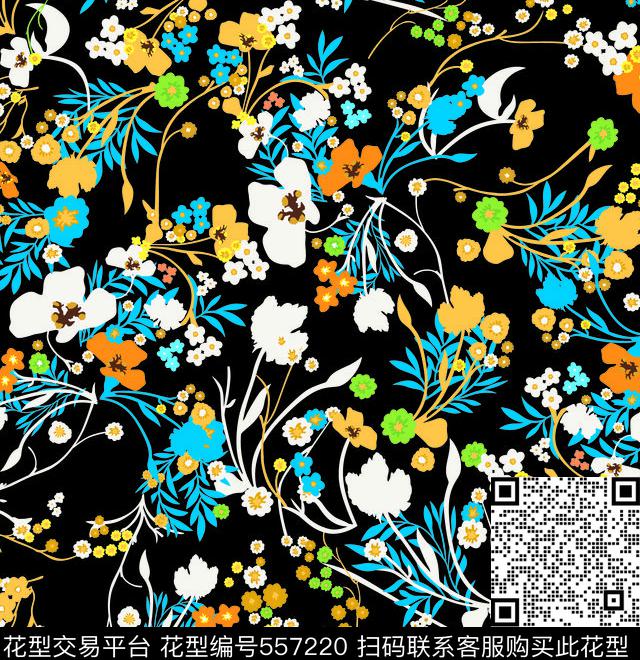 色块花原创花抽象花传统印花华亿平台下载（图片编号: 557220） - 瓦栏（Walan）