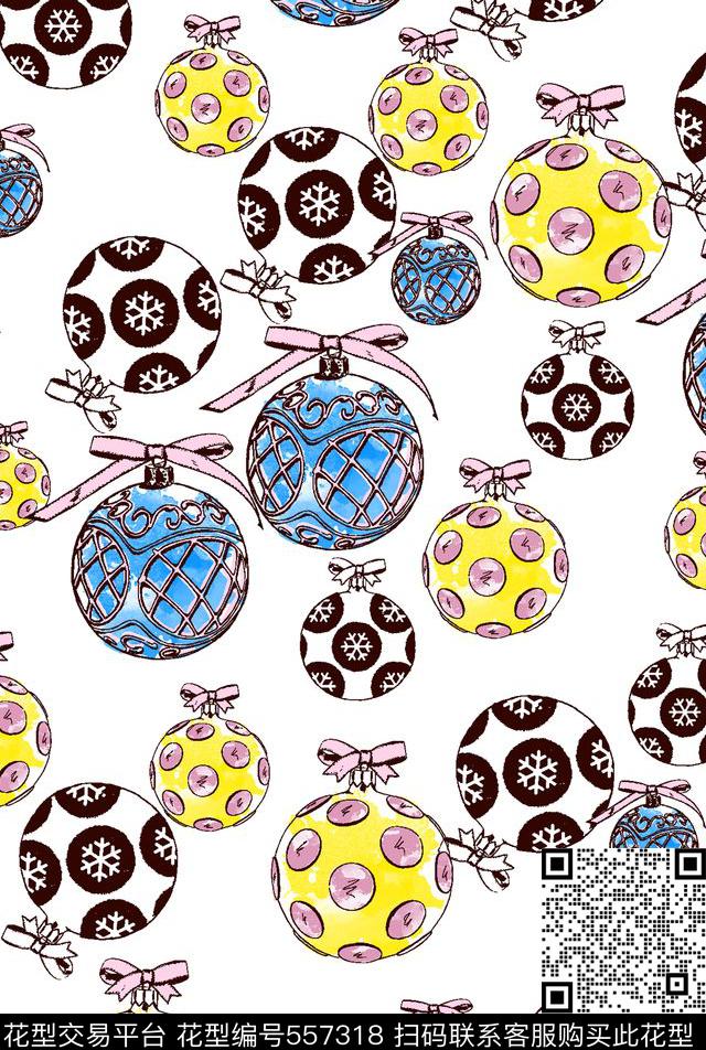 卡通可爱圣诞球传统印花华亿平台下载（图片编号: 557318） - 瓦栏（Walan）