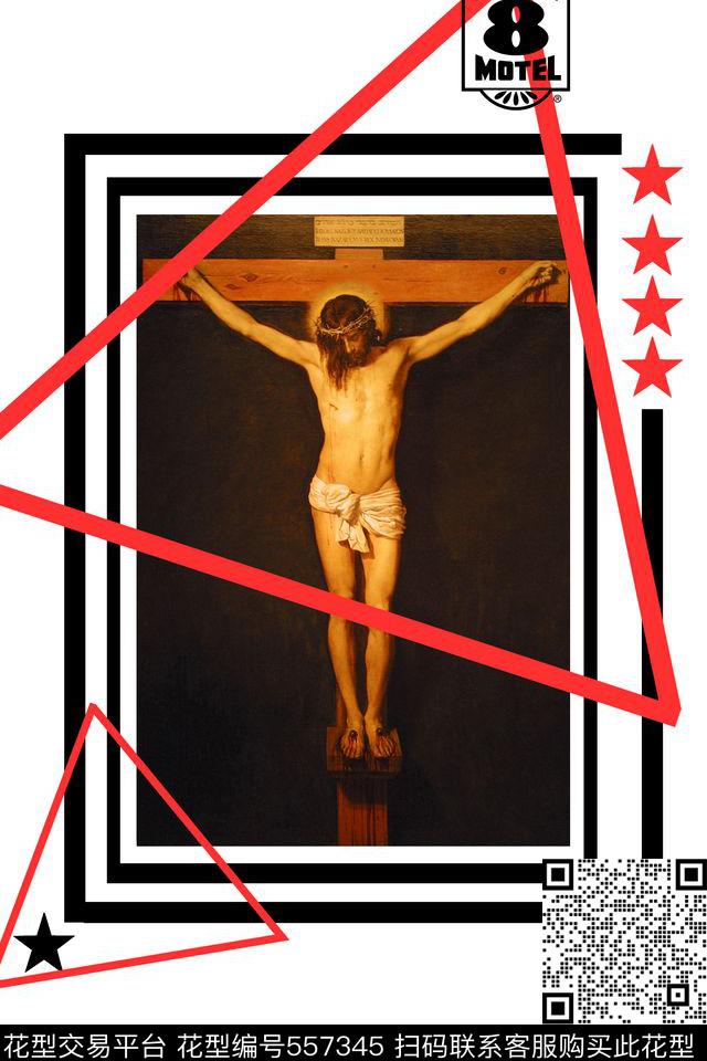 创意图案设计创意服装面料耶稣数码印花华亿平台下载（图片编号: 557345） - 瓦栏（Walan）