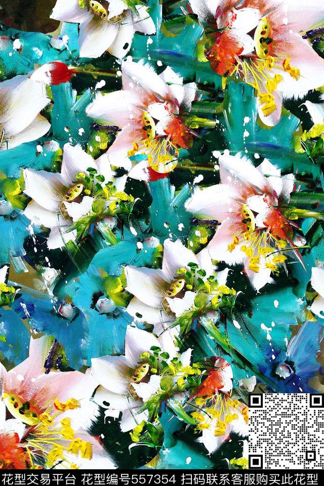 大气欧美风手绘油画炫彩大气数码印花华亿平台下载（图片编号: 557354） - 瓦栏（Walan）