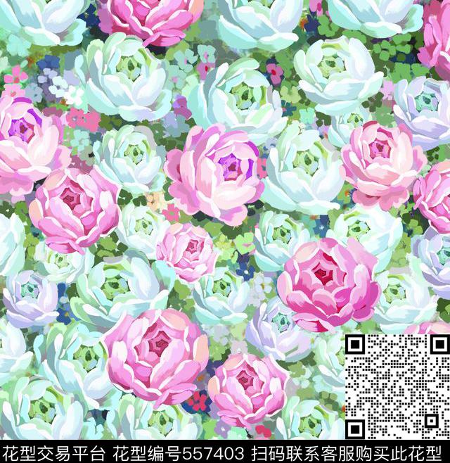 田园窗帘花卉传统印花华亿平台下载（图片编号: 557403） - 瓦栏（Walan）