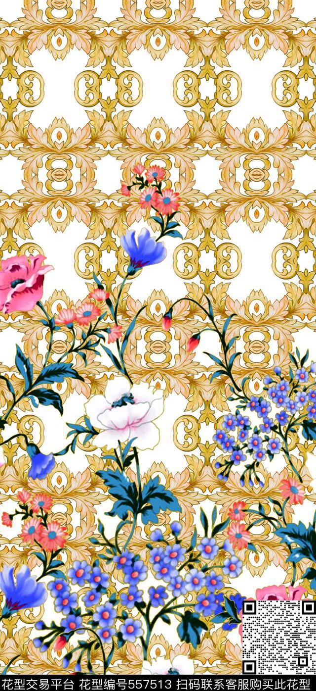 定位民族欧式花纹数码印花华亿平台下载（图片编号: 557513） - 瓦栏（Walan）