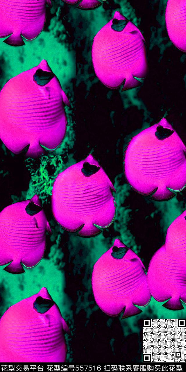 海洋生物鱼数码印花华亿平台下载（图片编号: 557516） - 瓦栏（Walan）