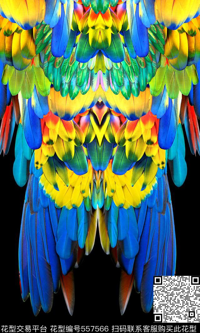 时尚羽毛鹦鹉数码印花华亿平台下载（图片编号: 557566） - 瓦栏（Walan）