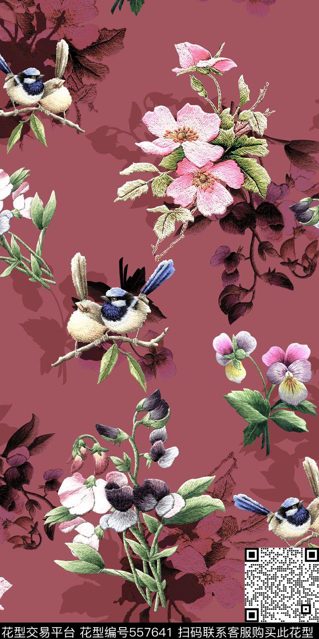 中国风绣花花数码印花华亿平台下载（图片编号: 557641） - 瓦栏（Walan）