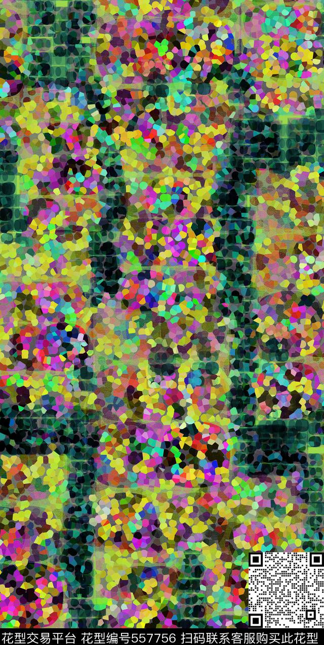 抽象斑斓波点时尚神秘数码印花华亿平台下载（图片编号: 557756） - 瓦栏（Walan）