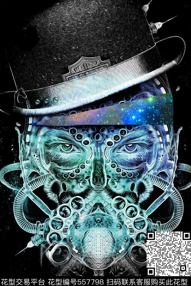 抽象男士潮流T恤原创大牌骷髅头图案数码印花华亿平台下载（图片编号: 557798） - 瓦栏（Walan）