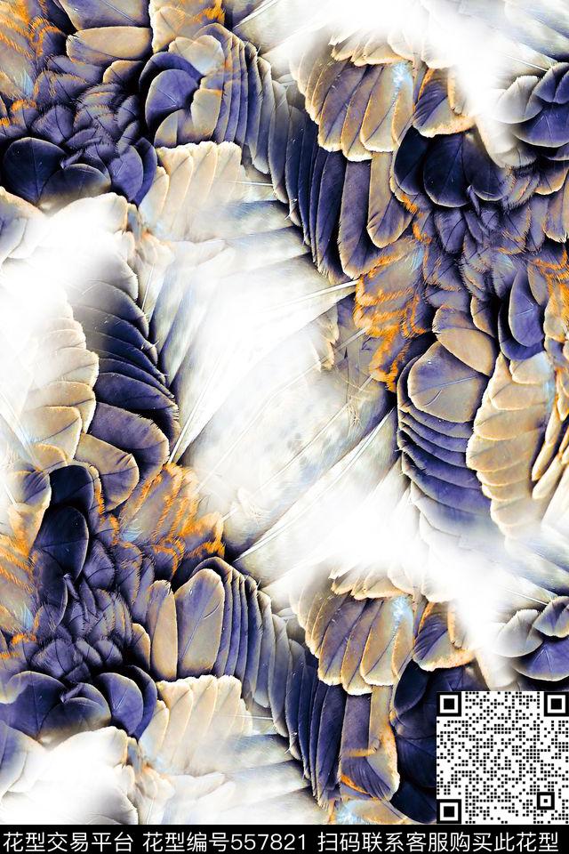 抽象羽毛层次数码印花华亿平台下载（图片编号: 557821） - 瓦栏（Walan）