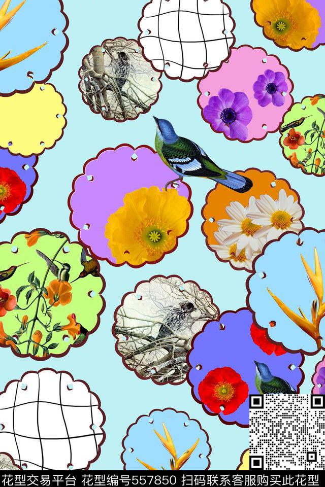 纯色底花卉照片数码印花华亿平台下载（图片编号: 557850） - 瓦栏（Walan）