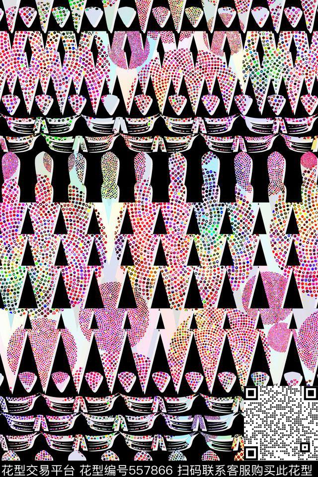 几何波点肌理数码印花华亿平台下载（图片编号: 557866） - 瓦栏（Walan）