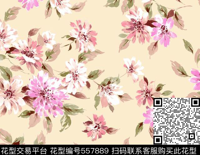抽象花中国风传统印花华亿平台下载（图片编号: 557889） - 瓦栏（Walan）