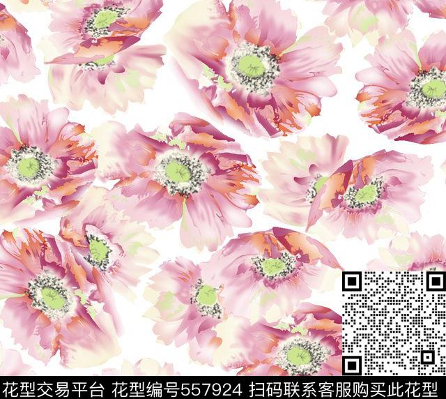 花抽象大花数码印花华亿平台下载（图片编号: 557924） - 瓦栏（Walan）
