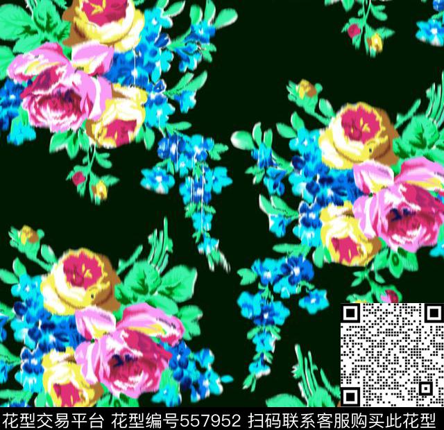 抽象仿古花数码印花华亿平台下载（图片编号: 557952） - 瓦栏（Walan）