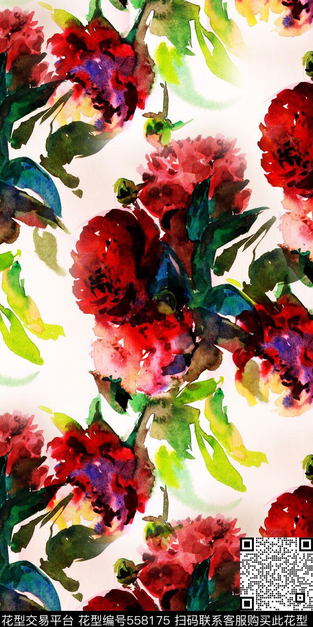 花朵花卉大花数码印花华亿平台下载（图片编号: 558175） - 瓦栏（Walan）