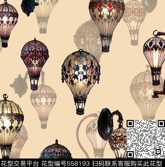 时尚流行巴洛克热气球数码印花华亿平台下载（图片编号: 558193） - 瓦栏（Walan）