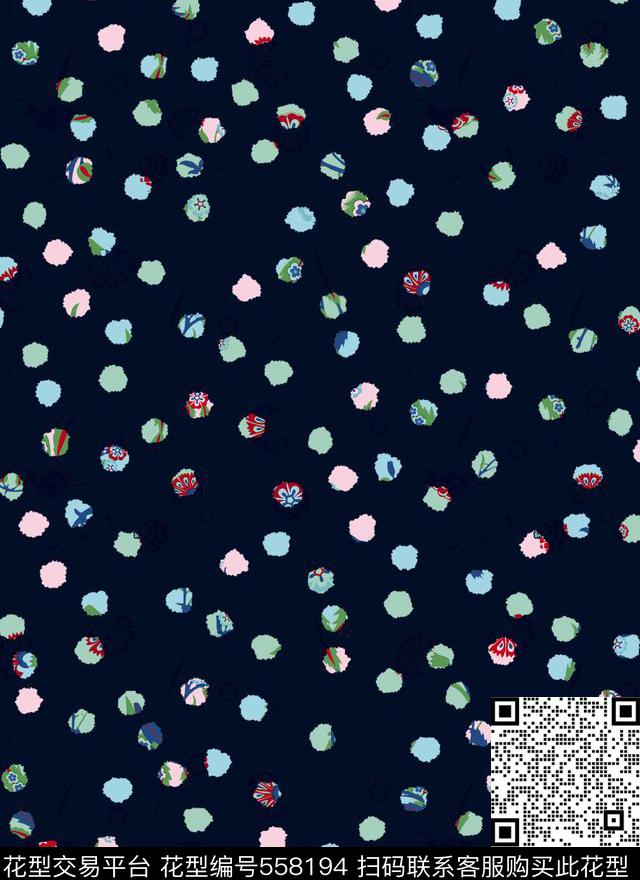 休闲抽象彩色点点底纹传统印花华亿平台下载（图片编号: 558194） - 瓦栏（Walan）