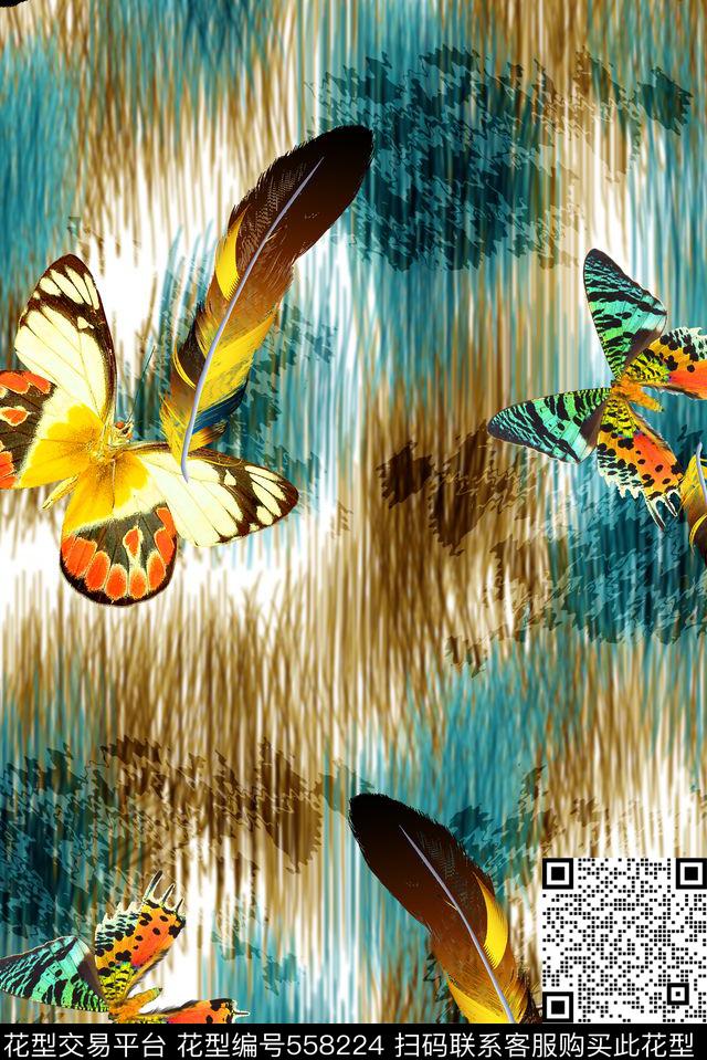 抽象女装图案手绘笔刷纹理数码印花华亿平台下载（图片编号: 558224） - 瓦栏（Walan）