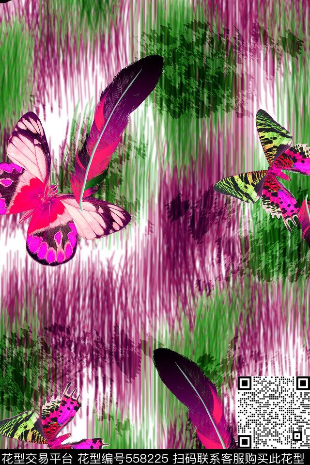 抽象女装图案手绘笔刷纹理数码印花华亿平台下载（图片编号: 558225） - 瓦栏（Walan）