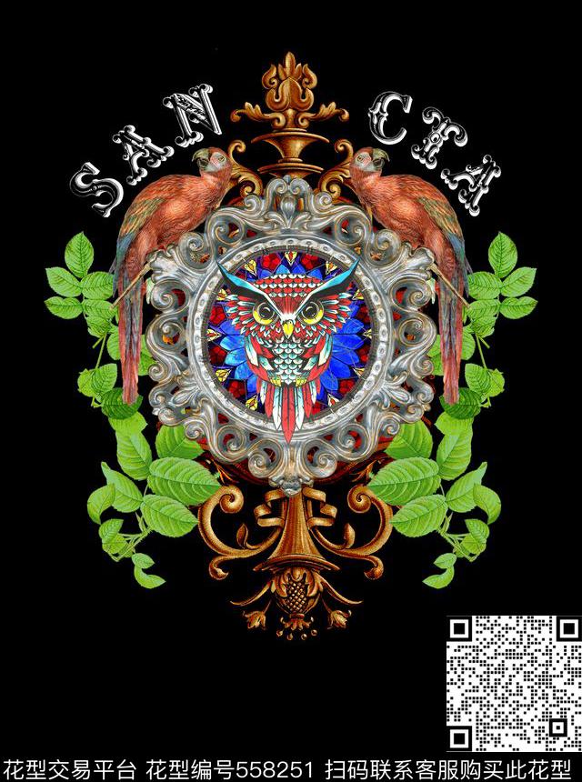 T恤男装动物数码印花华亿平台下载（图片编号: 558251） - 瓦栏（Walan）