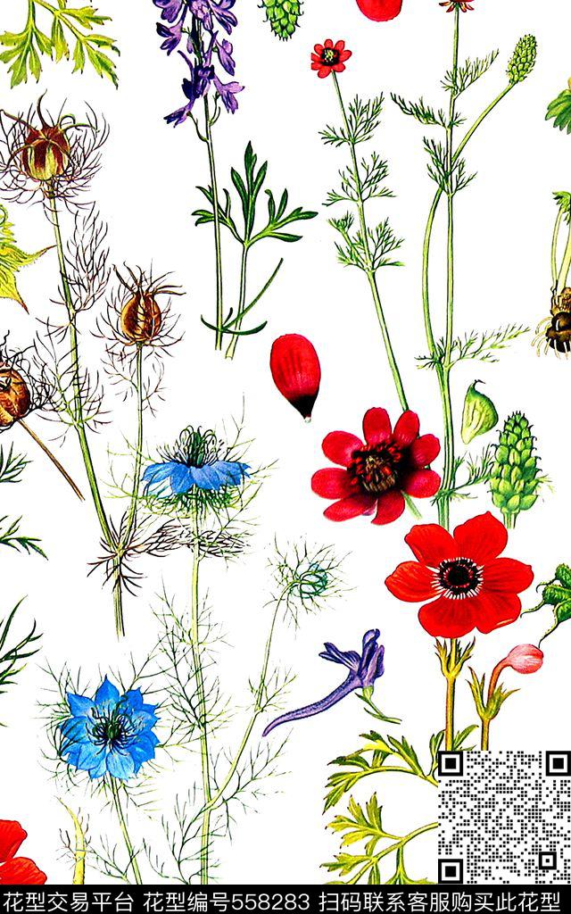 植物小花卉数码印花华亿平台下载（图片编号: 558283） - 瓦栏（Walan）