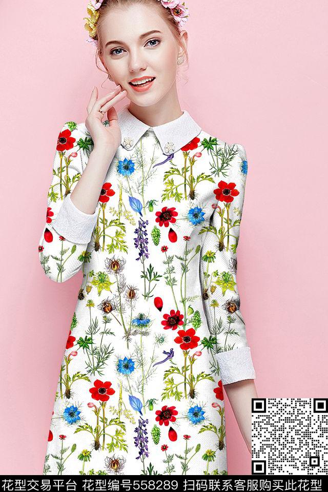 植物小花卉数码印花华亿平台下载（图片编号: 558289） - 瓦栏（Walan）