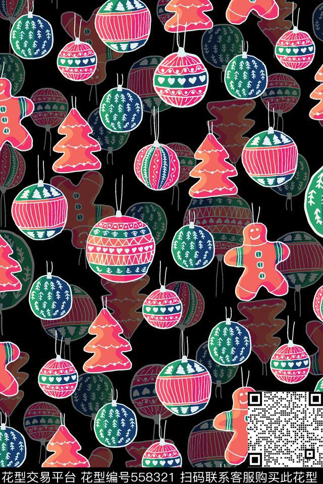 卡通可爱圣诞数码印花华亿平台下载（图片编号: 558321） - 瓦栏（Walan）