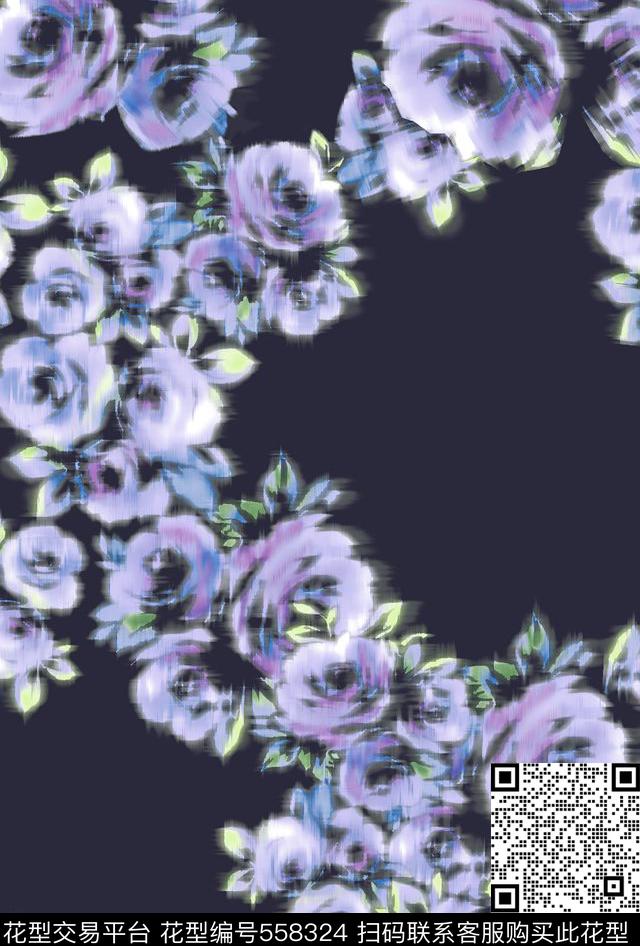 抽象仿古花数码印花华亿平台下载（图片编号: 558324） - 瓦栏（Walan）