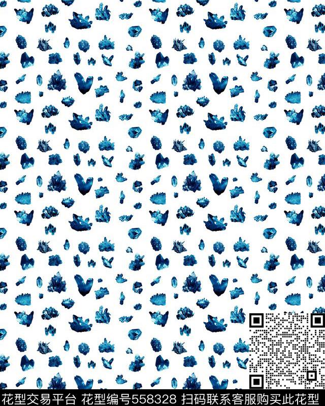 魅力深蓝时尚组合水晶矿石数码印花华亿平台下载（图片编号: 558328） - 瓦栏（Walan）