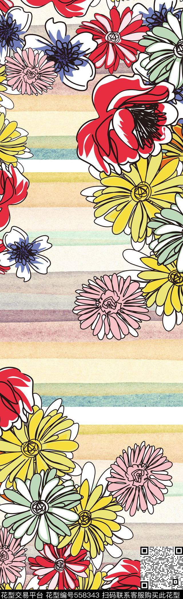 水彩花卉单色花卉渐变底色数码印花华亿平台下载（图片编号: 558343） - 瓦栏（Walan）