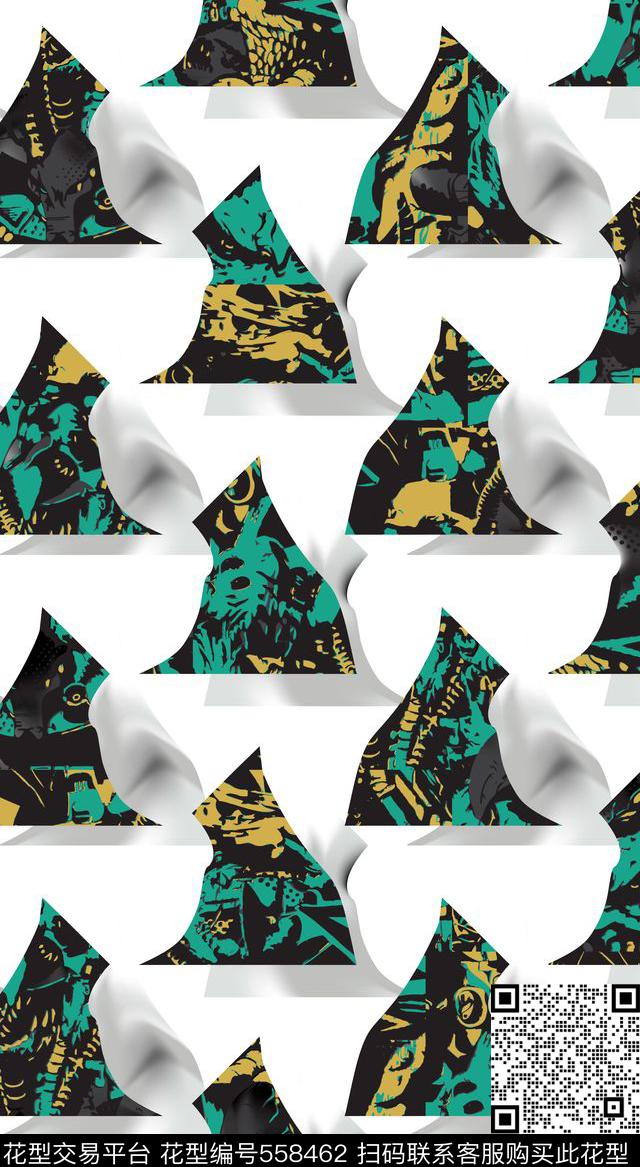 抽象四方连续数码印花数码印花华亿平台下载（图片编号: 558462） - 瓦栏（Walan）