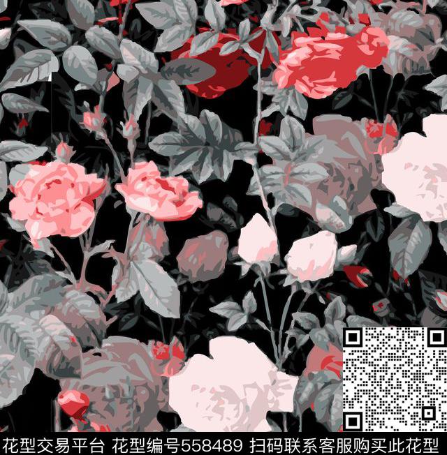 花朵秋冬四方连续传统印花华亿平台下载（图片编号: 558489） - 瓦栏（Walan）