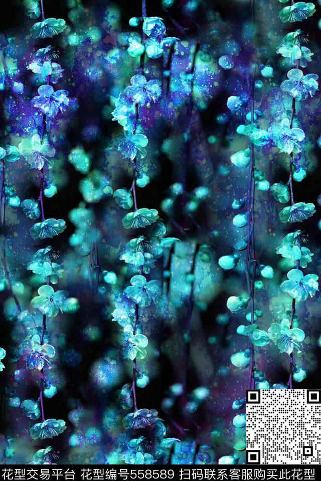 抽象炫彩女士外套秋冬梅花照片数码印花华亿平台下载（图片编号: 558589） - 瓦栏（Walan）