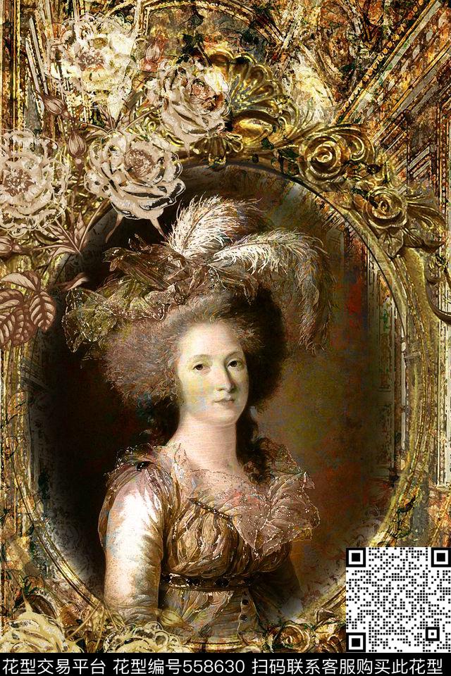 复古宫廷金色数码印花华亿平台下载（图片编号: 558630） - 瓦栏（Walan）