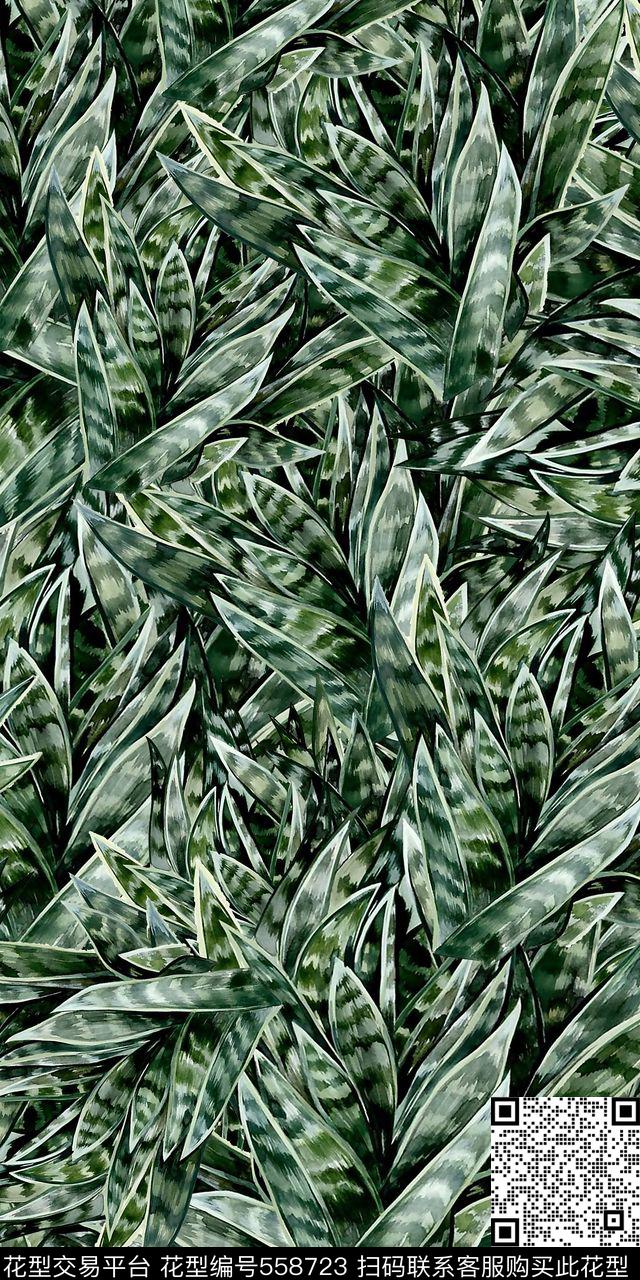 大牌植物满版数码印花华亿平台下载（图片编号: 558723） - 瓦栏（Walan）