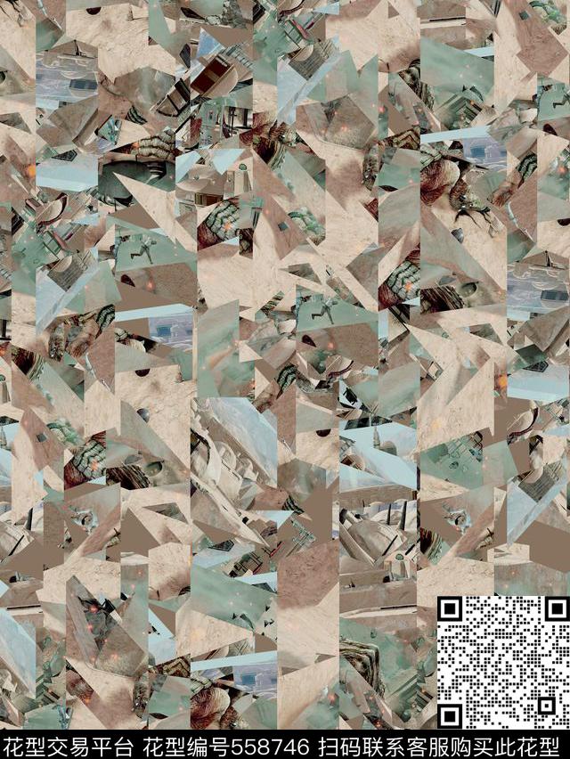 潮流复古几何数码印花华亿平台下载（图片编号: 558746） - 瓦栏（Walan）