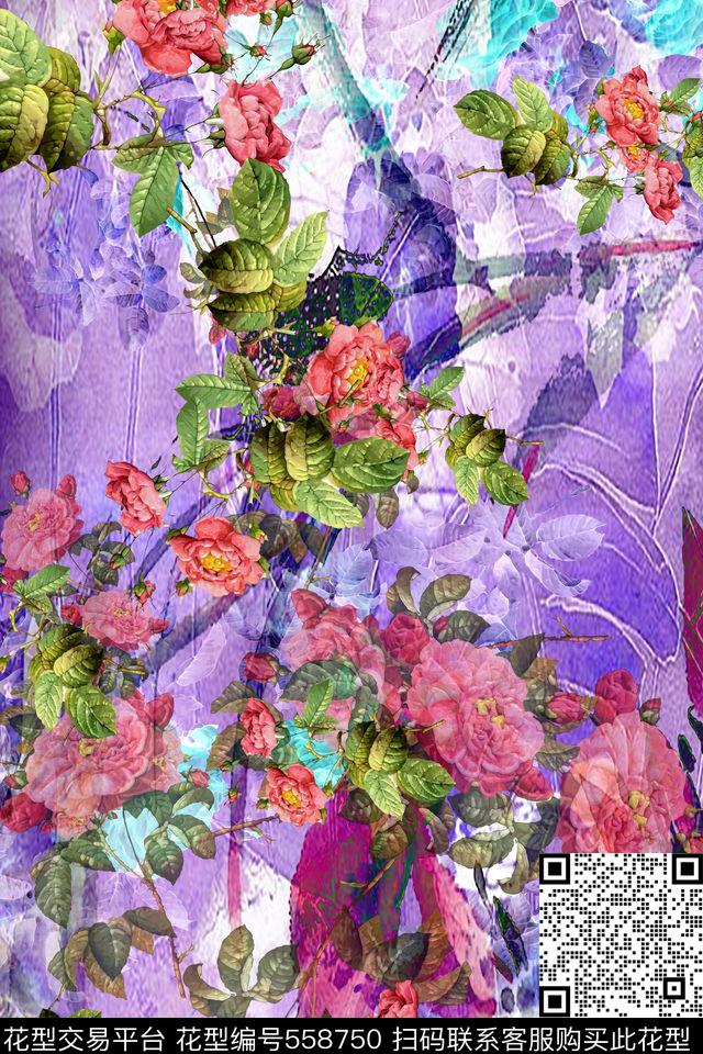 几何浪漫抽象时尚数码印花华亿平台下载（图片编号: 558750） - 瓦栏（Walan）