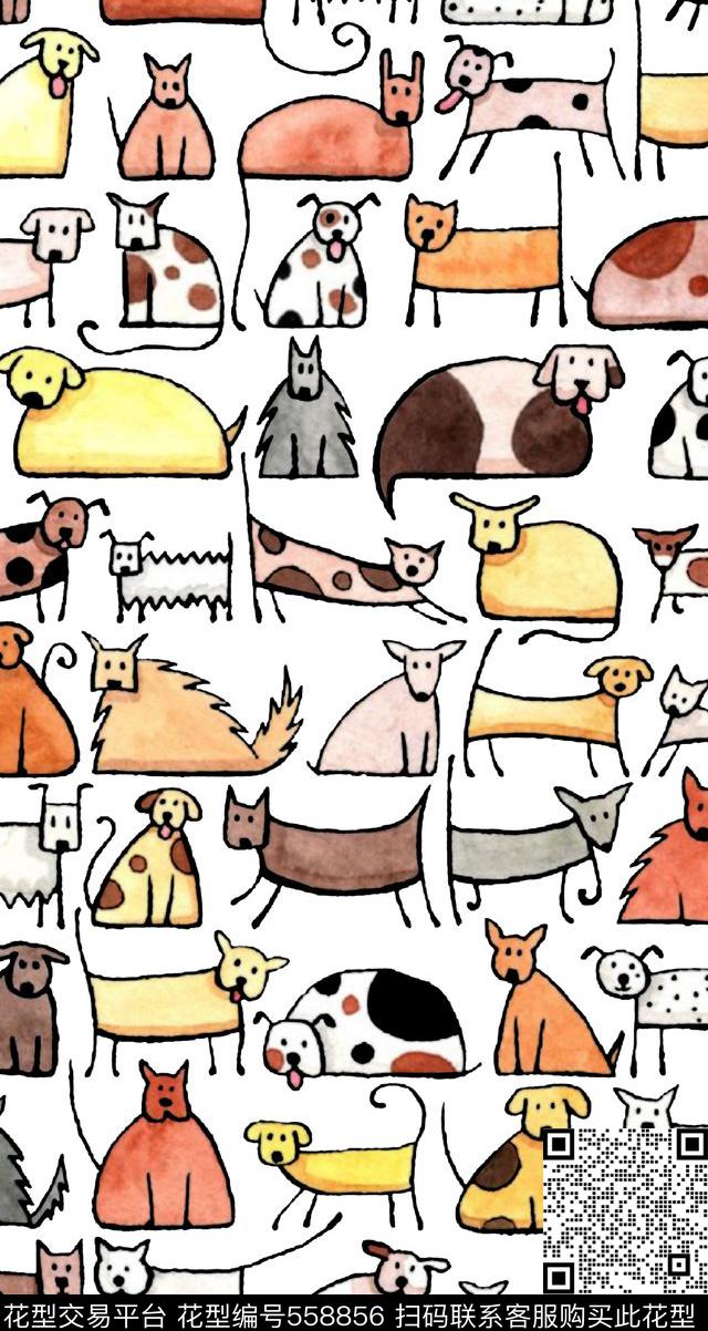卡通小猫小狗数码印花华亿平台下载（图片编号: 558856） - 瓦栏（Walan）