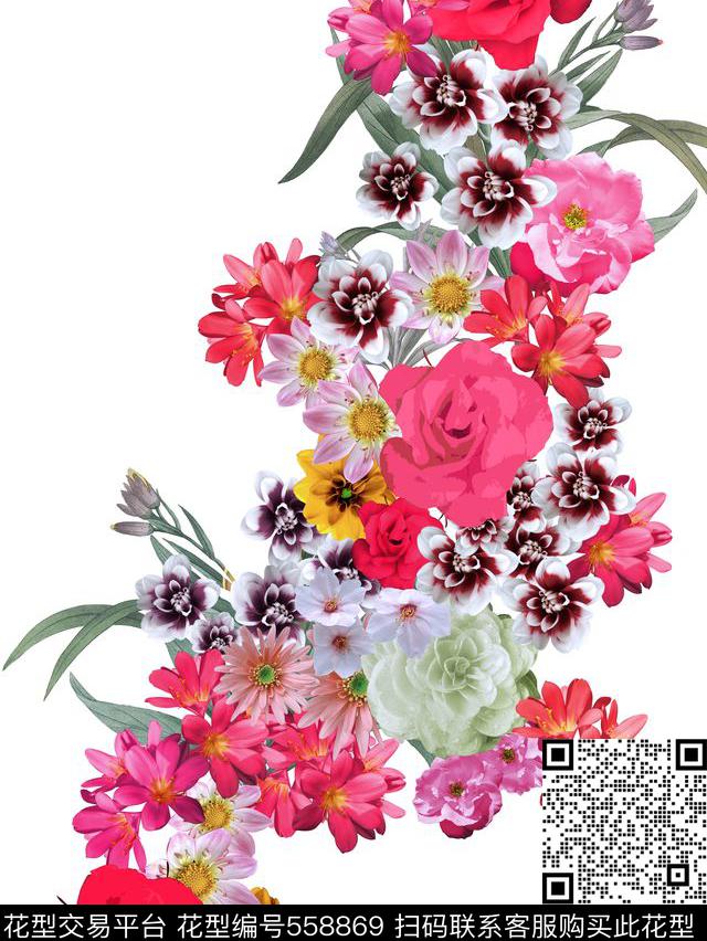 花卉定位羽希--定位女装数码印花华亿平台下载（图片编号: 558869） - 瓦栏（Walan）